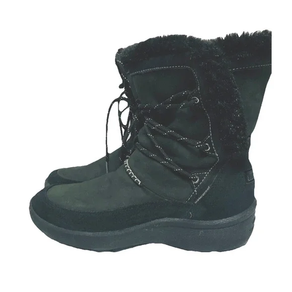 •Clarks Winter Boots Wave Walk Leather Faux Fur Insulated Waterproof 9.5 - Picture 1 of 10